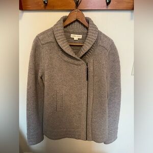 Label+Thread 100% Wool Zip Tan Cardigan Sweater - M